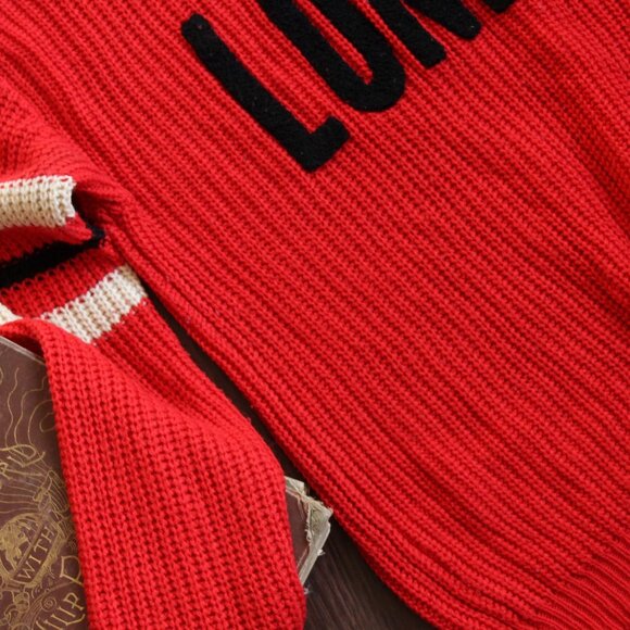 Ultra Flirt Womens Sweater, London, Red and White and Black, Size Medium - Picture 13 of 13